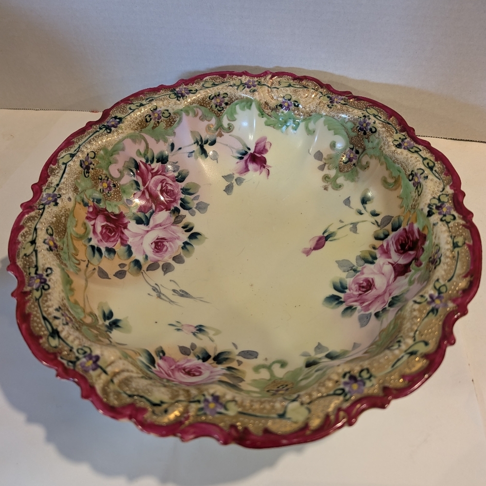 Nippon Floral & Gilt Decorated Hand Painted Porcelain Bowl.